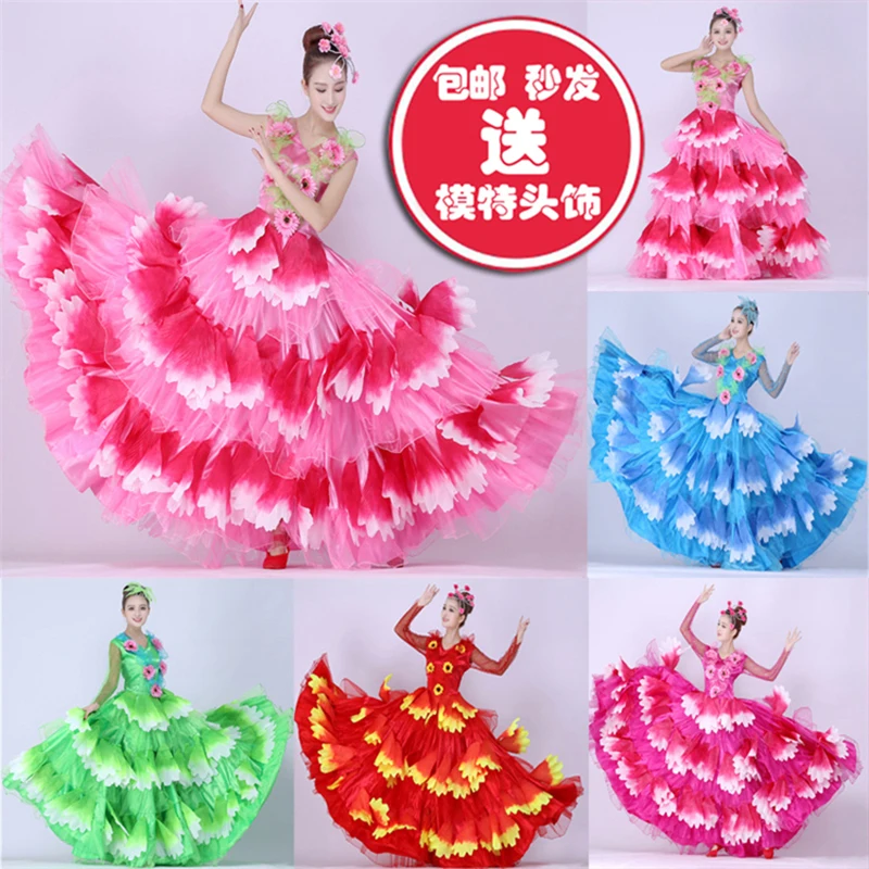 Женское платье для фламенко испанская коррида юбка танца живота с лепестками