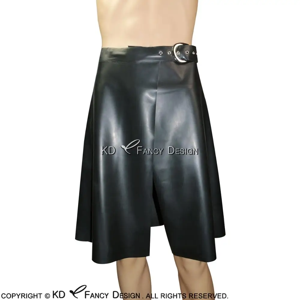 Черные сексуальные латексные юбки Kilt с ремнями короткая резиновая стандартная