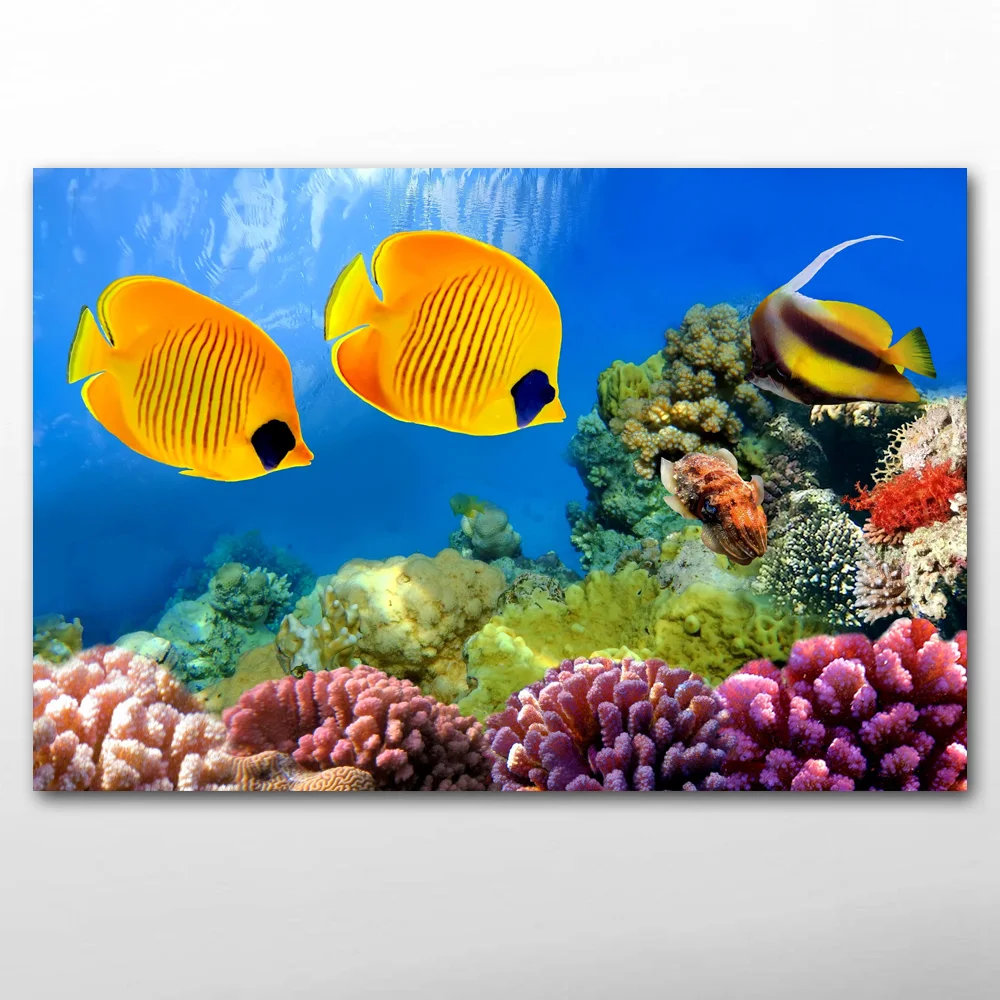 Подводная картина с изображением морской рыбы кораллового рифа настенные