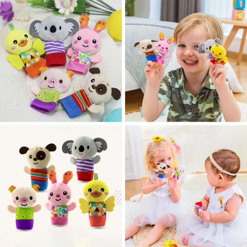 

5PCS Finger Puppets Cute Soft Velvet Cartoon Zoo Animals People Hand Puppets Toys For Kids Baby