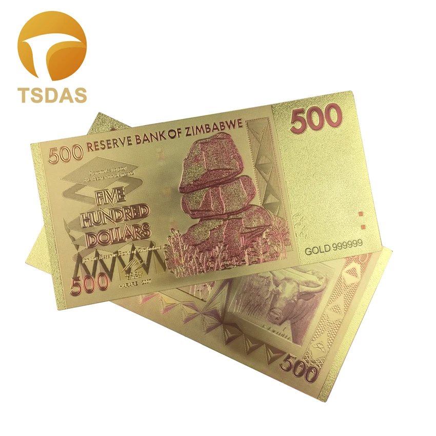 Зимбабве Поддельные Банкноты Позолоченные банкноты 500 долларов золотые для