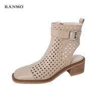 fashion ladies sandal hollow out gladiator sandal womens flat leather summer cool boots casual roman sandal large size shoes
