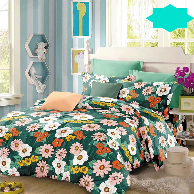 

3/4 Pcs Classic Green Floral Printed Cotton Pillow Case Bed Sheet Breathable Soft Comfortable Single Double Bedding Set Oceania