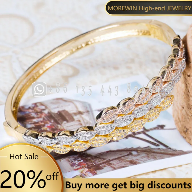 

Original High Quality Fashion Women Retro Three-color Leaf Bracelet Ring Elegant Bracelet Ring Noble Luxury Jewelry Holiday Gift