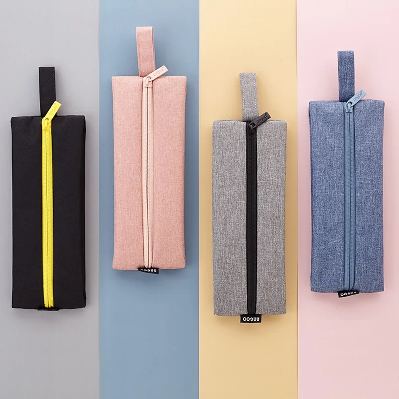 

Angoo Simple Light Pen Case Pencil Bag 4 Color Available Fabric Handle Storage Pouch Stationery Organizer Office School A6463