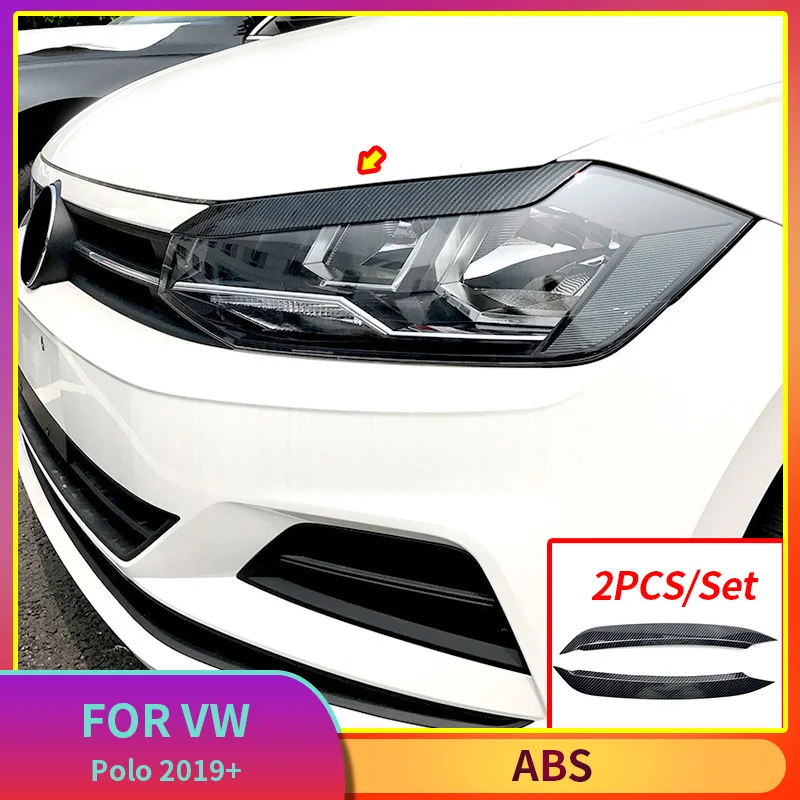 

1 Pair Carbon Fiber Eyelids Decal Headlight Eyebrow Sticker Cover Fit For Volkswagen Polo 2019+ ABS Car Styling Accessories