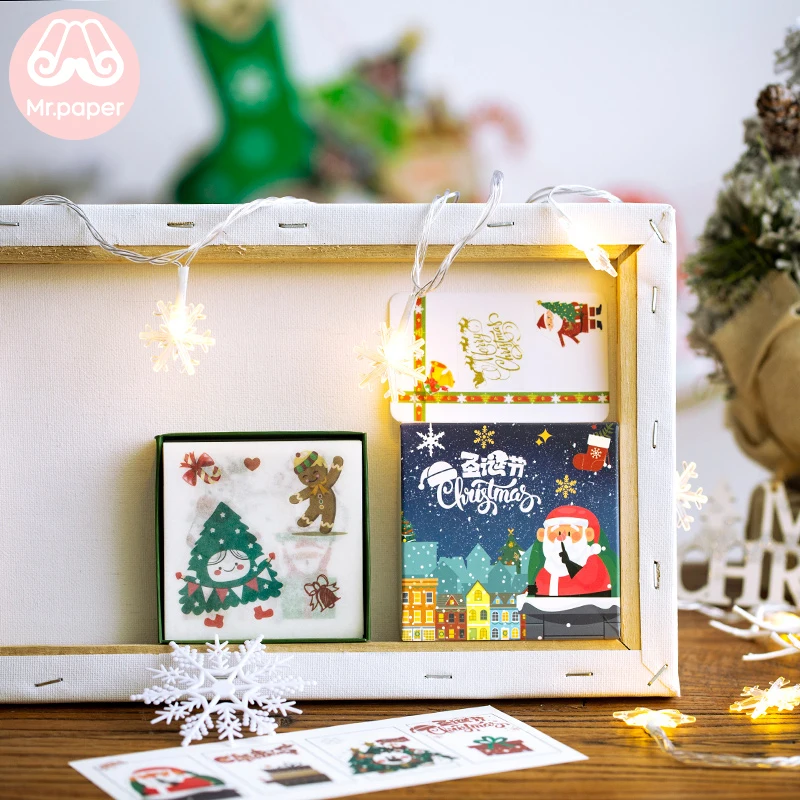 Mr. Бумага 50 шт./кор. Счастливого Рождества Обычная лист деко наклейки Санта Клаус