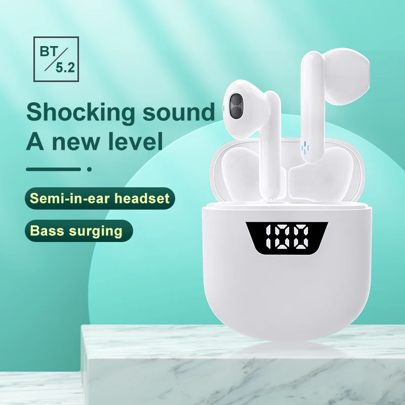 

TWS Wireless Earphones Bluetooth-compatible 5.2 Headphones IPX7 Waterproof Earbuds LED Display HD Stereo Mic for Mobile Phone