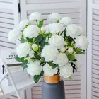 Искусственные цветы, 3 головки пиона, шелковые розы, искусственные цветы для свадьбы, гостиной, декор для домашнего стола, украшения для самодельного изготовления