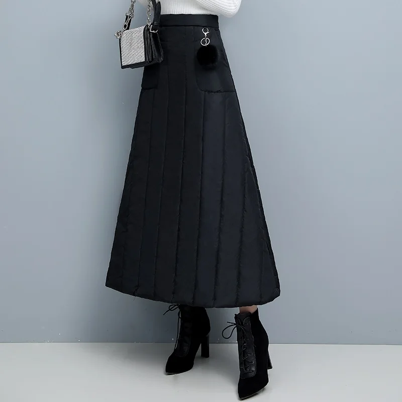 Черный пуховик из хлопка размера плюс винтажная одежда с высокой талией 2020 на