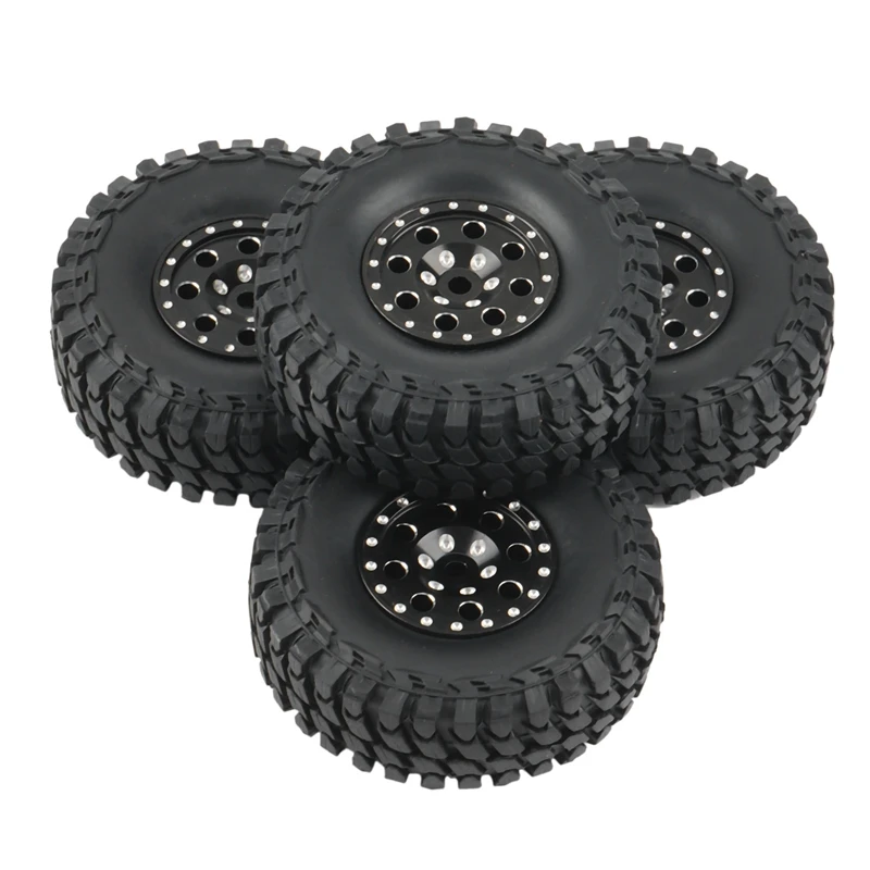 Juego de llantas con abalorios de Metal para coche, conjunto de llantas con adaptador hexagonal para coche trepador 1,0 RC Axial SCX24 1/24, piezas de actualizaci&oacute;n, 4 Uds., 90081-4