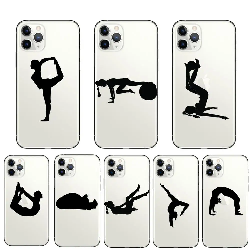 Гимнастика фитнес Йога силуэт сотовый телефон чехол для iPhone 11 Pro Max 12 7 6 6S 8 plus 5S SE X XR
