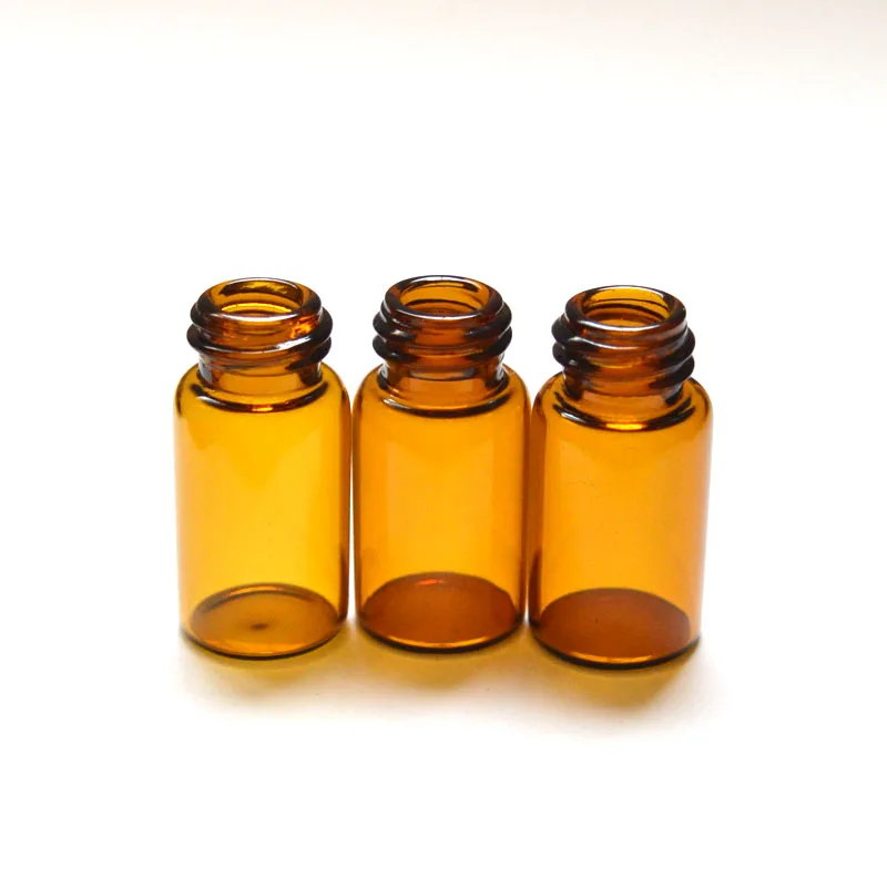 100pcs Small 3ml Amber Glass Essential Oil Bottle with Orifice Reducer Screw Cap Sample Vials | Красота и здоровье