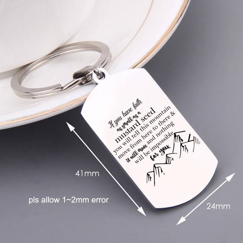 Выгравированный брелок если у вас есть вера как маленький горчичный семена Keychian