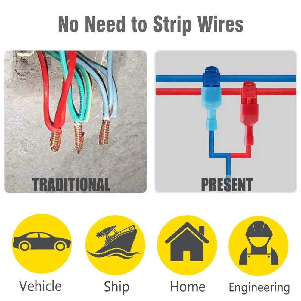 360 шт. Т-образные разъемы для проводов электрические быстрые соединения краны с