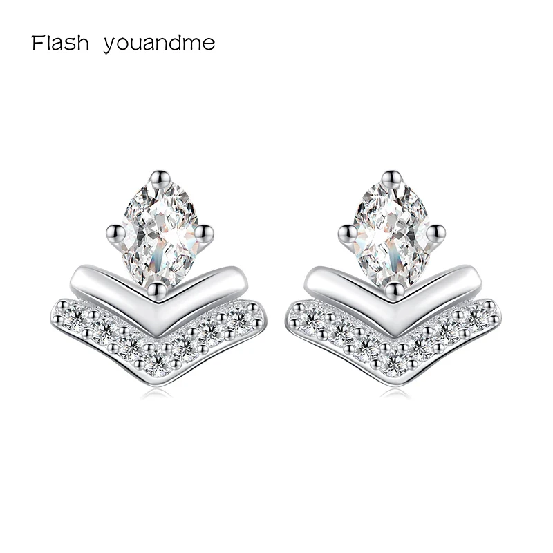 

Elegant s925 Sterling Silver Arrow With Shing Clear Oval Cz Stud Earrings for Women Fashion Fine Elegant Wedding Jewelry 2021