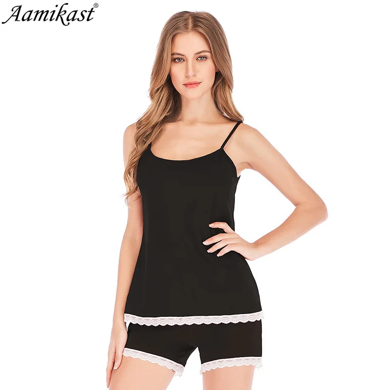 

bedroom set Sexy Women Summer 2020 Lace Sleeveless Top and Short Set 2 Piece Sets Two Piece Set Pijamas Women Summer Lingerie