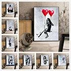 Бэнкси Граффити фотографии со стильным абстрактным изображением, холст живописи черный, белый цвет настенные художественные плакаты и принты современный Гостиная домашний декор