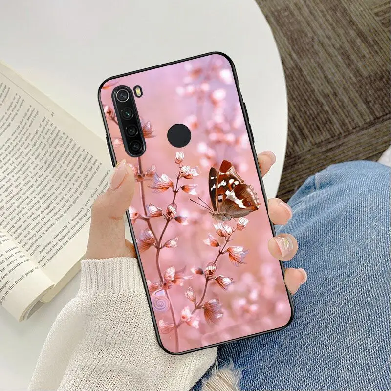 Red butterfly on white roses flower Photo Soft Phone Case For Redmi 5 6 5plus 6Pro 6A S2 4X Redmi 7 7A Cover case Mobile Cover