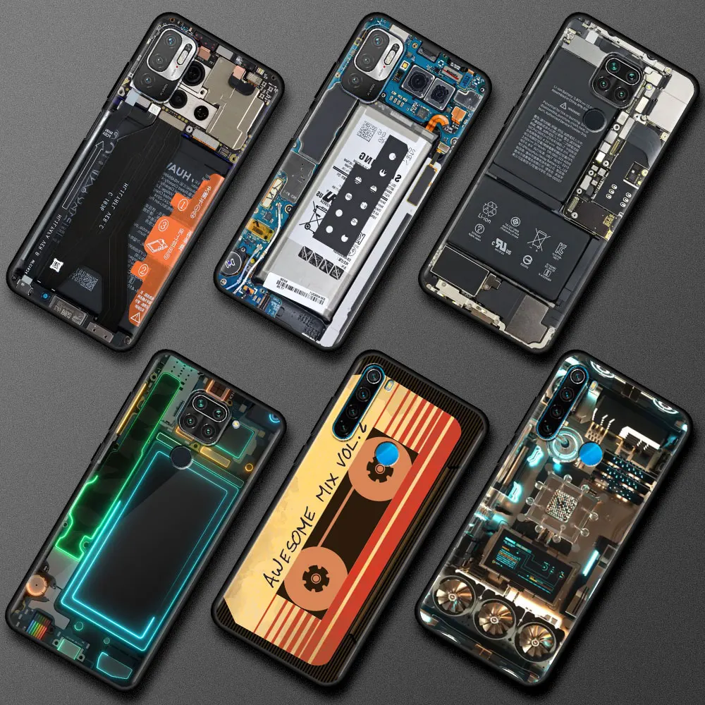 

Cool Retro Cassette Case For Xiaomi Redmi Note 9S 9 8 10 Pro 9C 8T 9A K40 7A 7 8A 9T 6A 6 TPU Soft Black Cell Phone Cover