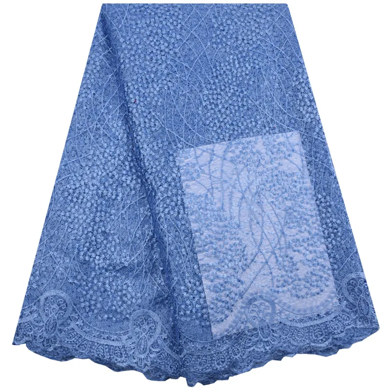 Красивые небесно голубые французские сетчатые кружева ткани высокого качества с