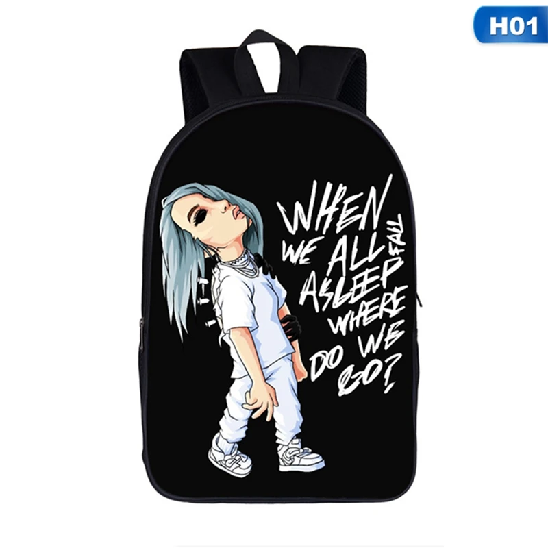 SB0346H01 Billie Eilish рюкзаки женские/мужские Школьные сумки дорожные сумки для ноутбука подростковый рюкзак для ноутбука - Цвет: SB0346H01