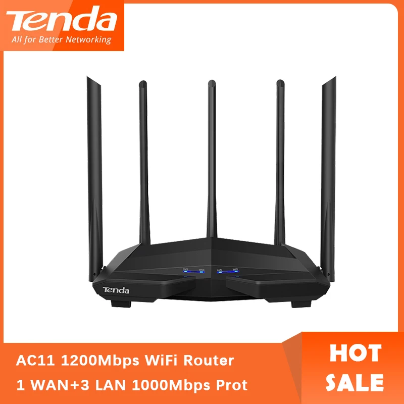 

Tenda AC11 1200Mbps Wireless WiFi Router,1GHz CPU+128M DDR3,1WAN+3LAN Gigabit Ports, 5*6dBi High Gain Antennas, Smart APP Manage