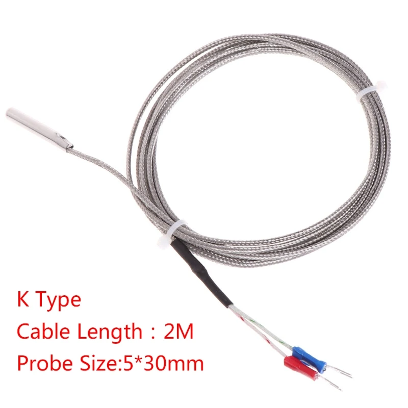 

2m K-Type Thermocouple Temperature Sensor 0-600 5*30mm Probe Stainless Steel