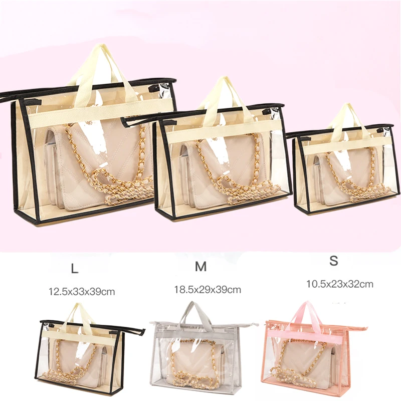 

Protable Clear Women Purse Handbag Dust Cover Craft Storage Bag With Zipper for Dust Water Proof Protector Travel YE-Hot