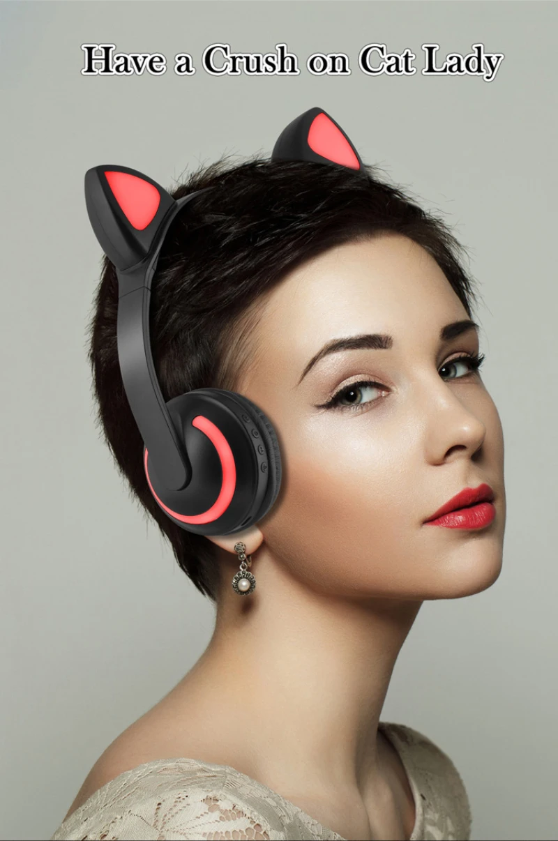 

ZW-19 кошачьими ушками гарнитура Bluetooth красочные светильник складной Сабвуфер гарнитура