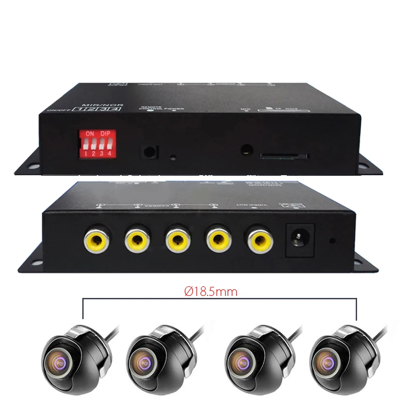 Многопутевой панорамный вождения рекордер DVR мониторинга учет движения четыре просмотр видео регистратор для сзади спереди сбоку CCd HD камера - Название цвета: H312-4P360