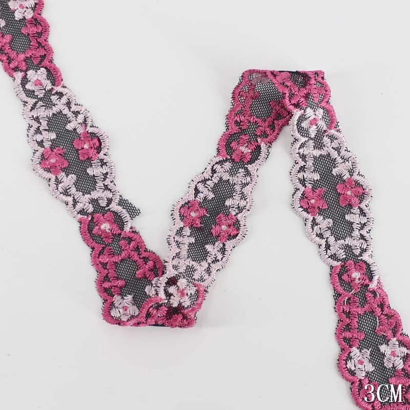 

Кружевная тесьма, розовая, черная сетка, тюль, цветы, аксессуары для одежды, вышивка, ювелирные изделия, кукольные материалы, 80 ярдов