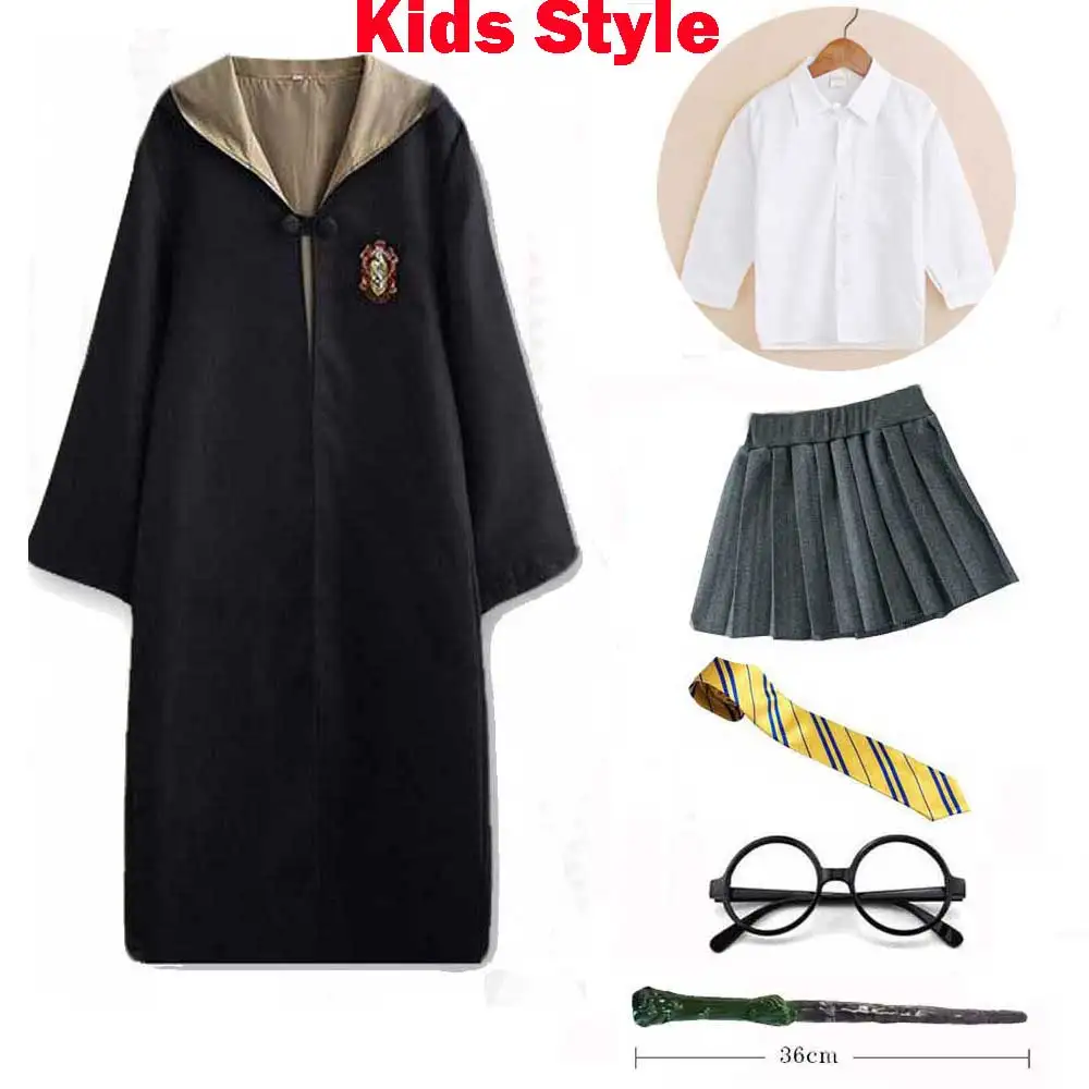 Kids Style 5 Gryffindor Hufflepuff Slytherin Ravenclaw костюм Гермионы Грейнджер Косплей халат юбка очки Униформа костюм для Хэллоуина - Цвет: Kids Style 5