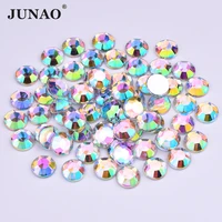 junao 5mm round crystal ab rhinestones non hot fix flat back strass diamond acrylic nail stones for nails crafts clothes shoes