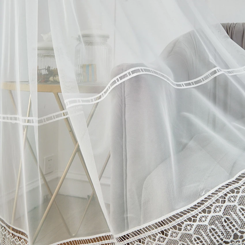 White Sheer Lace Crochet Curtains For Living Room Bedroom High Quality Tulle Ready Made Curtain M150&ampD | Дом и сад
