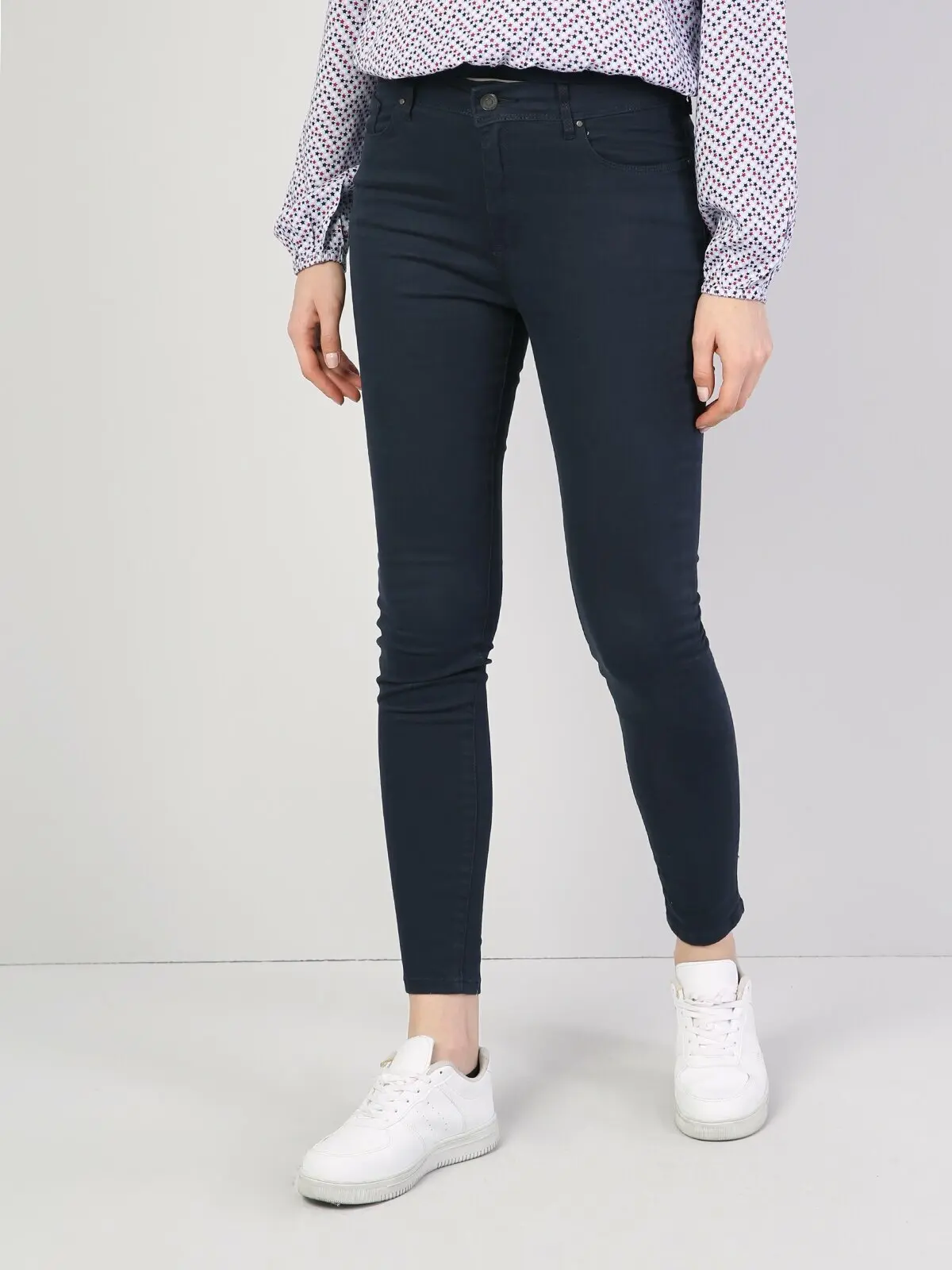 

Женские супер облегающие брюки Colins, темно-синие брюки с высокой посадкой, облегающие Женские брюки, женские брюки, брюки для женщин, CL10403