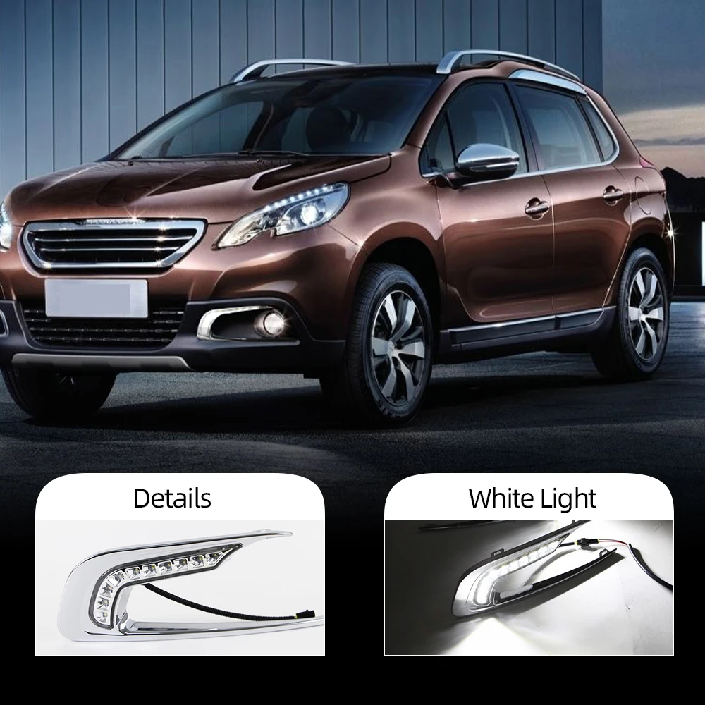 

2 шт., автомобильные светодиодсветодиодный дневные ходовые огни для Peugeot 2008, 2014, 2015, 2016