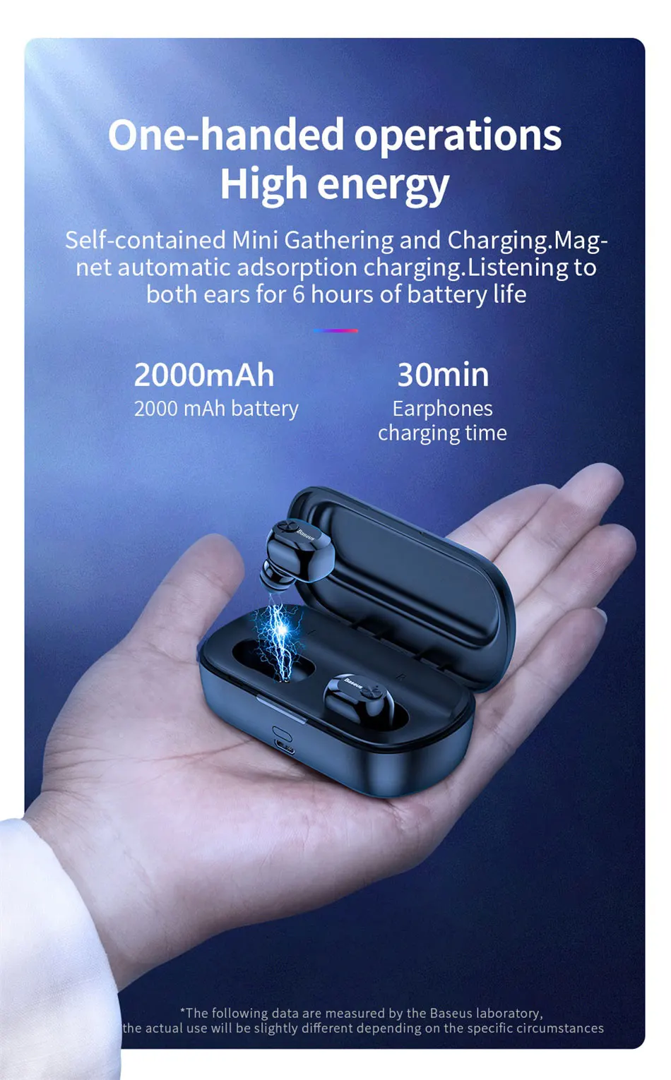 Baseus W01 TWS настоящие беспроводные блютуз наушники 5,0 умные Bluetooth Беспроводные наушники с микрофоном 6D стерео звук наушники для телефона