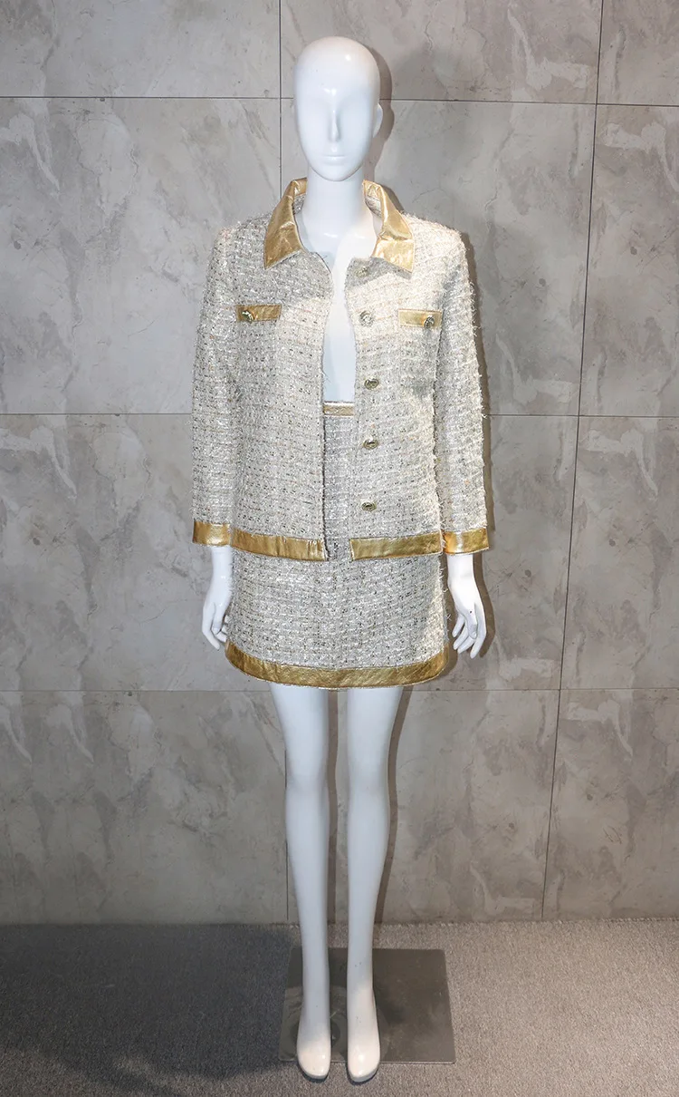 Подиум женский твидовый комплект Женский 2 шт. юбка Топ 2019 осень элегантный OL