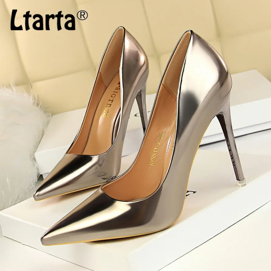 LTARTA модные туфли на высоком металлическом каблуке с острым носком сексуальные