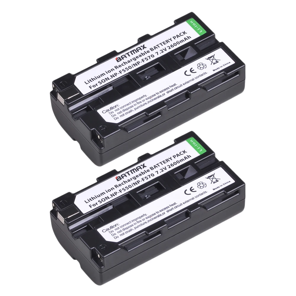 2Pcs 1 шт. NP-F550 NP F550 NPF550 Перезаряжаемые литий-ионная аккумуляторная батарея(2600 мАч) для sony NP-F330 NP-F530 NP-F570 NP-F730 NP-F750 Hi-8 - Цвет: 2Pcs