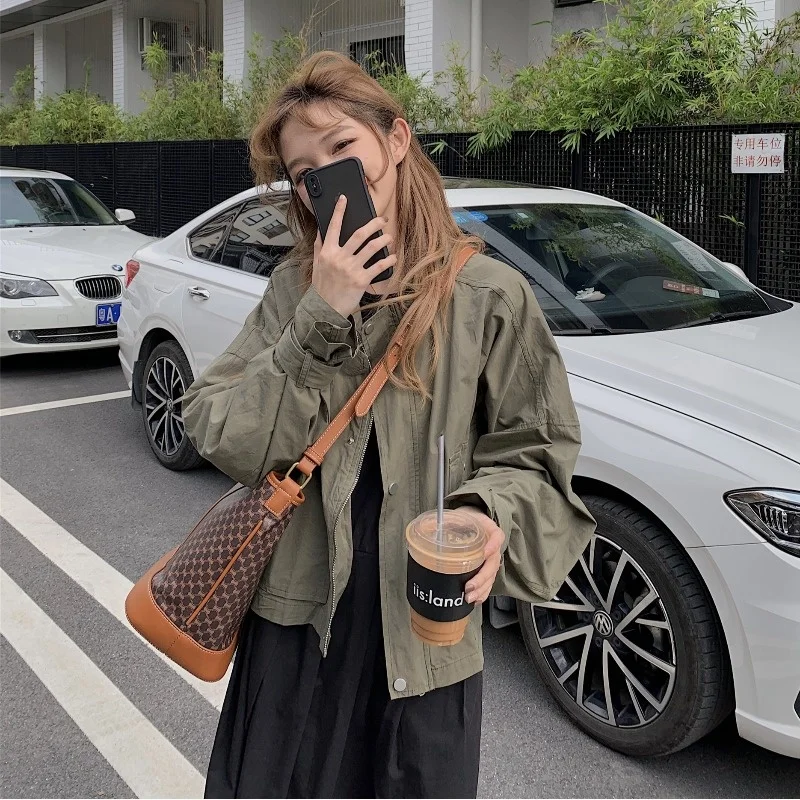 

Green Coat for Women Spring and Autumn Thin and 2021 Loose Casual Small Street Top