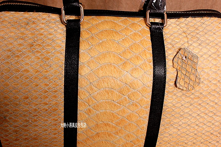 

Casual cowhide genuine leather big bags women's handbag horsehair leopard print one shoulder cross-body fur