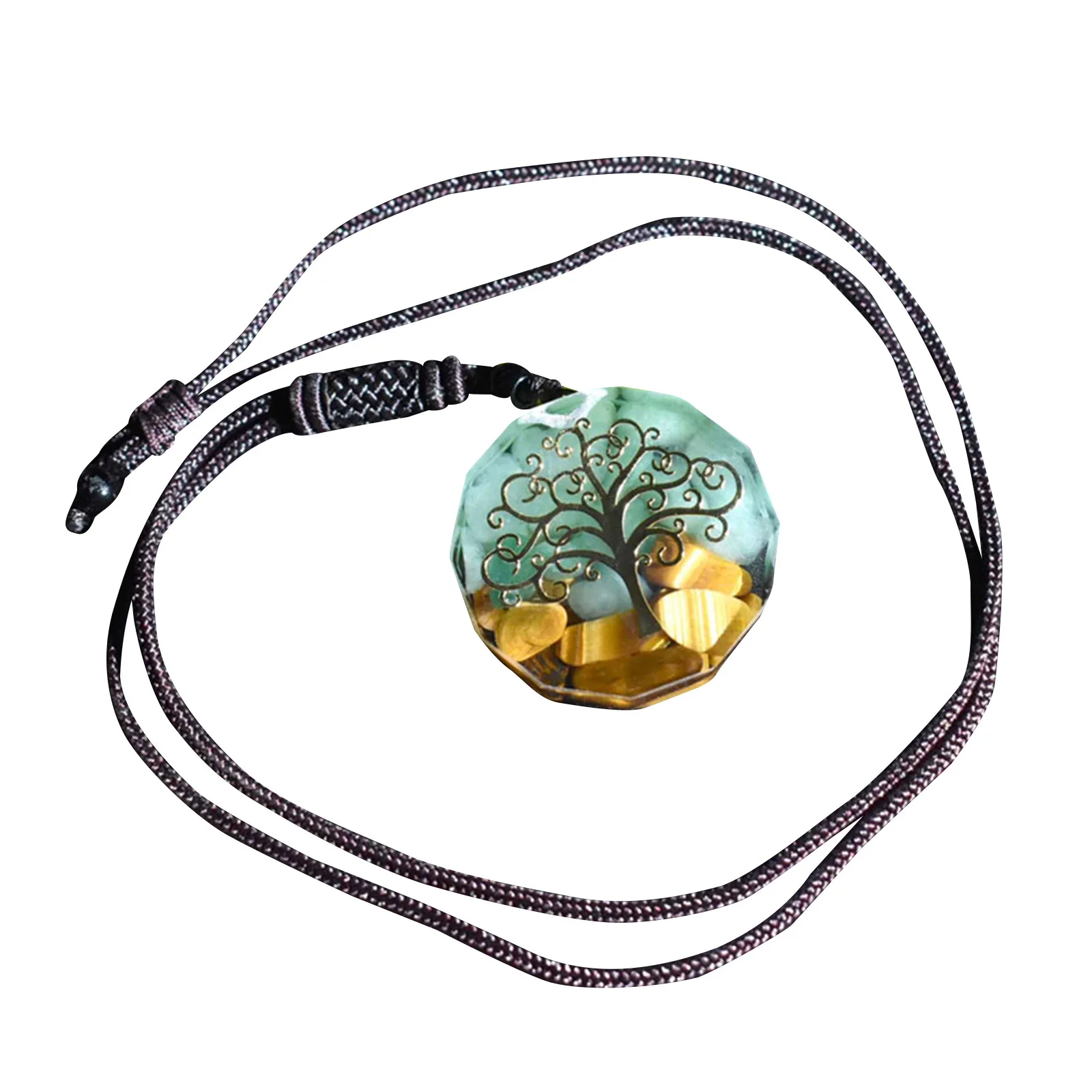 

Женское декоративное украшение, креативное ожерелье из полимерного оргонита с зеленым деревом и камнем для мальчиков и девочек