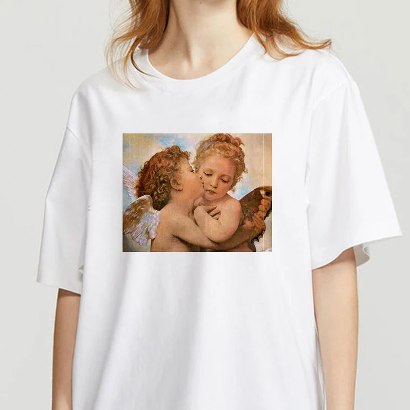 Женская футболка с коротким рукавом круглым вырезом и принтом Ангел | одежда