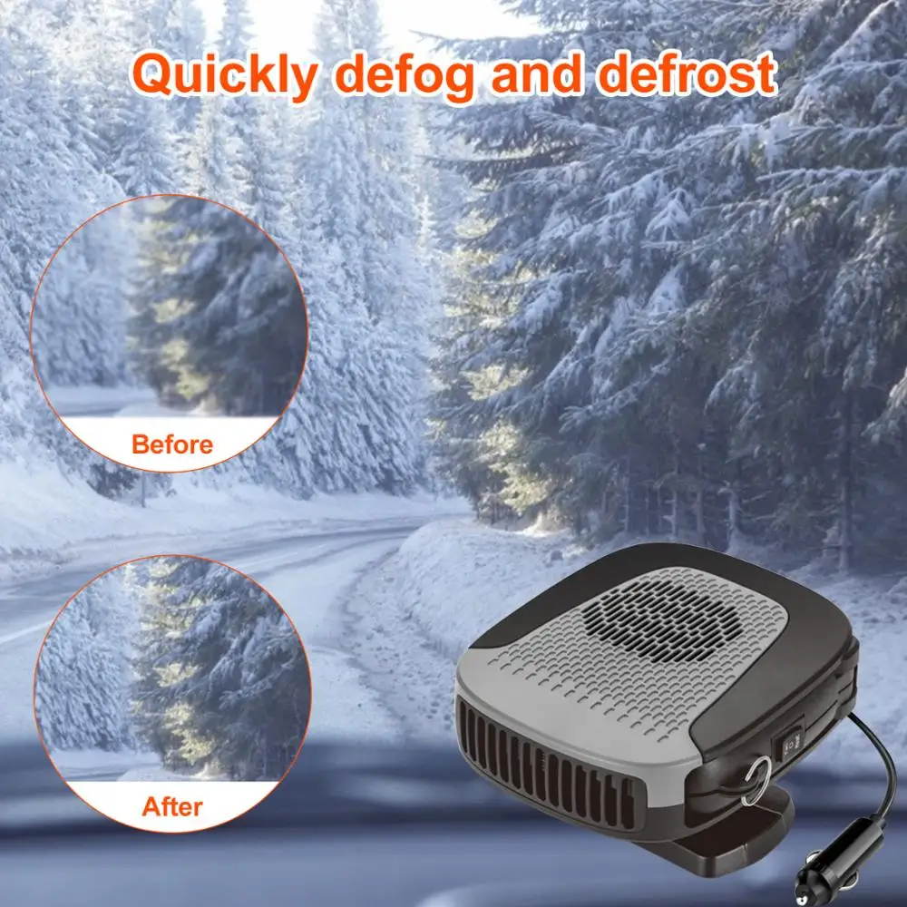 

2 in 1 Portable Fast Heating Car Heater Windsheild Defroster Windscreen Defogger Demister 12V 150W Plug in Cigarette Lighter