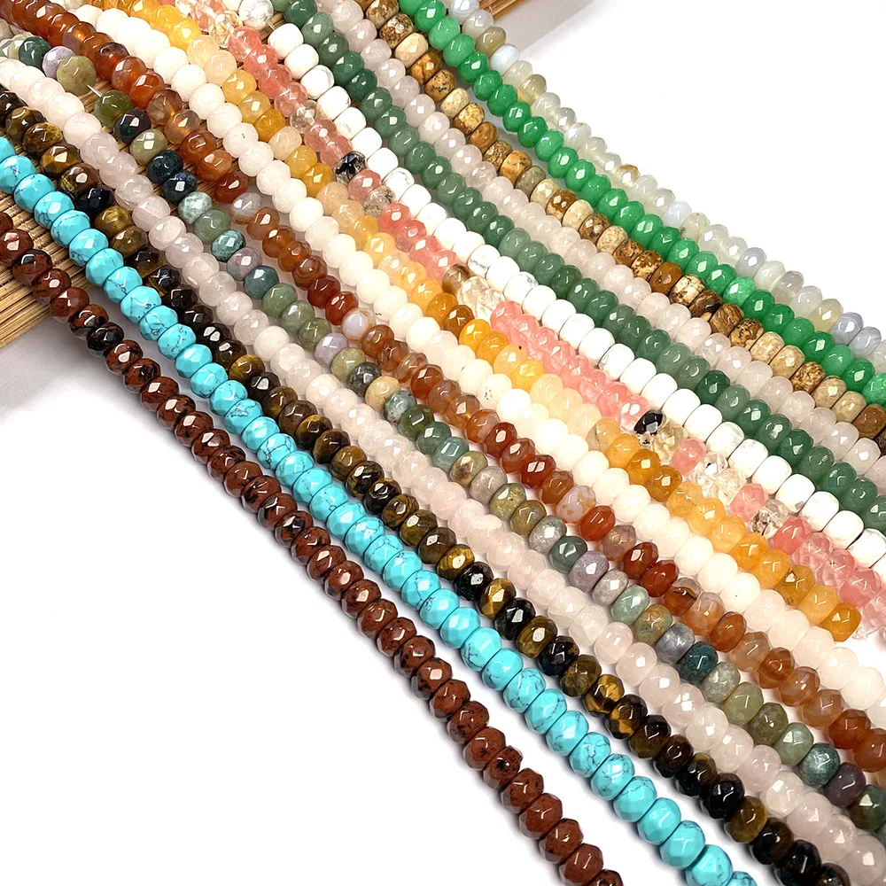 

80 Pcs/piece Natural Semi-precious Stone Faceted Beaded Abacus Shape White Jade Jewelry for Jewelry Making Necklace Bracelet