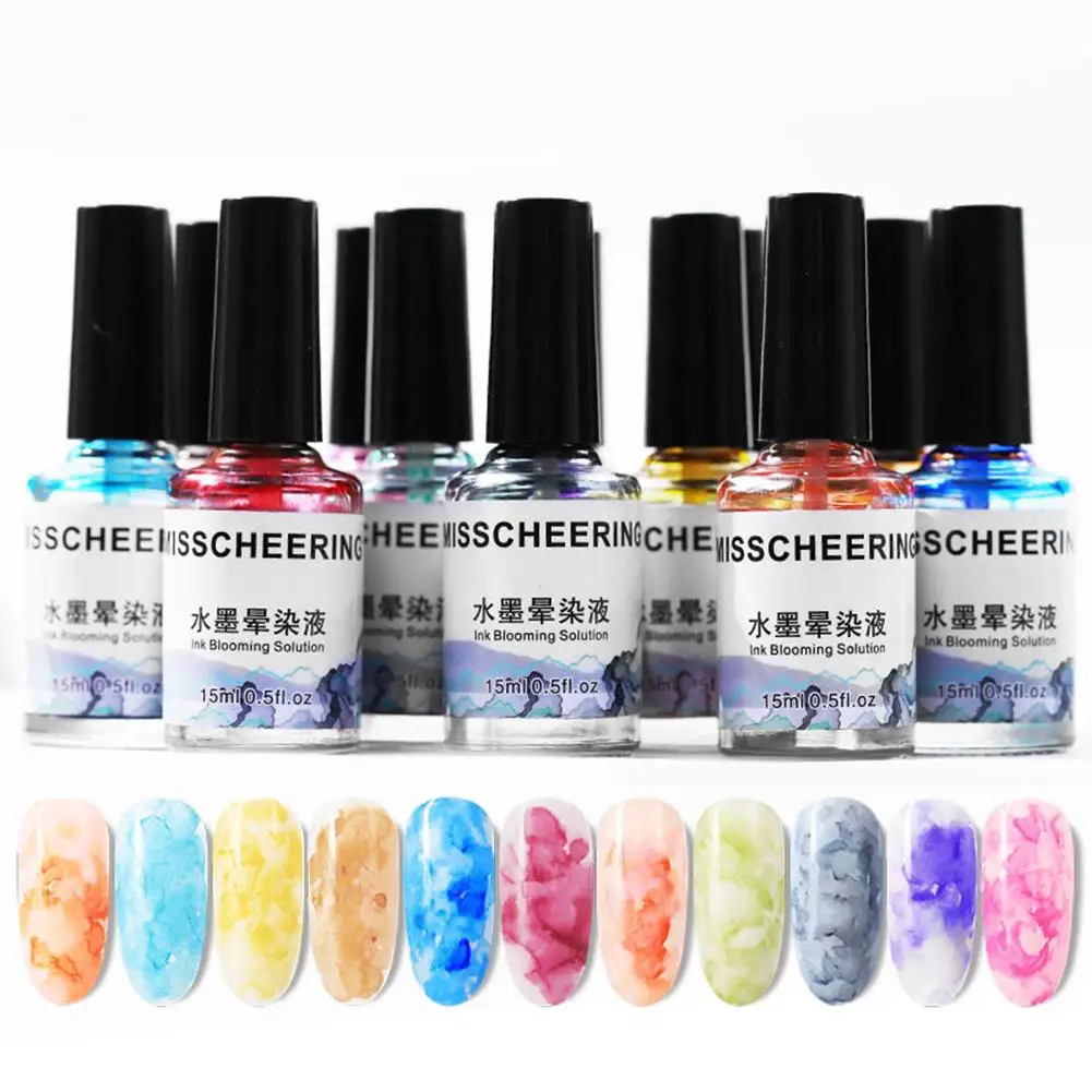 

Watercolor Ink Blooming Nail Art Gel Marble Print Smoke Effect Smudge Polish