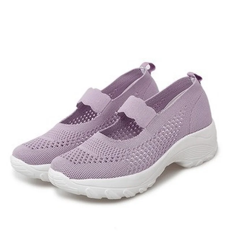 

Women's Flat-bottom Casual Sneakers 2021 Summer New Fashion Thick-soled Increased Single Shoes Breathable Mesh Women's Shoes