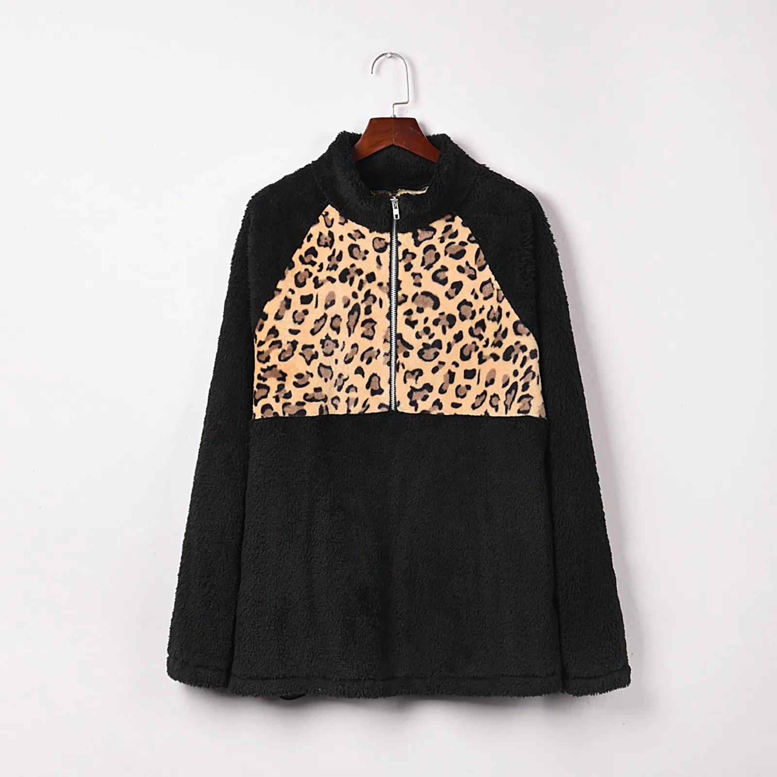 

2021 New Leopard Patchwork Women Teddy Coat Autumn Hooded Fluffy Plush Winter Faux Fur Jacket Coat Women Coat Fur Sweater Hoodie